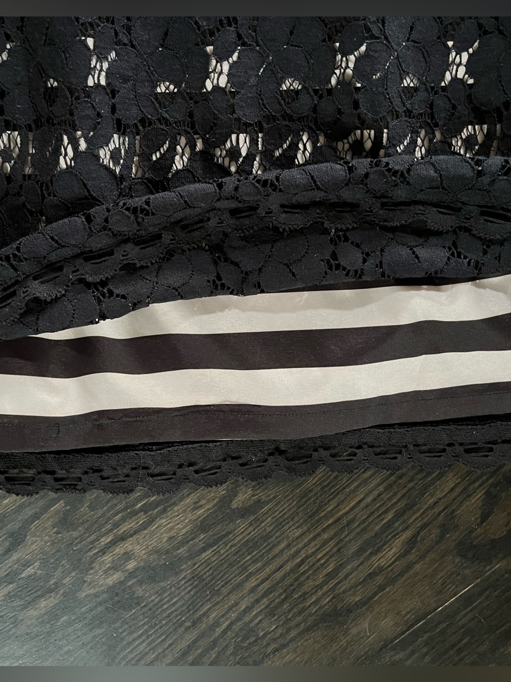 Chic By Jacob Black Lace Sleeveless Cotton Blend Striped Mini Dress Size XS - Picture 3 of 8